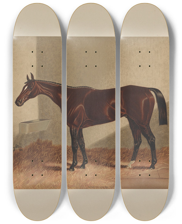 Triptych art skateboard deck of Henry Stull Hindoo by Henry Stull (1851-1913)
