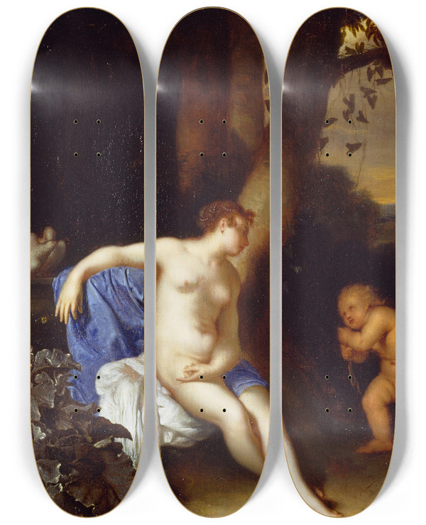 Triptych art skateboard deck of Frans Van Mieris The Elder Venus And Cupid by Frans Van Mieris The Elder (1635-1681)