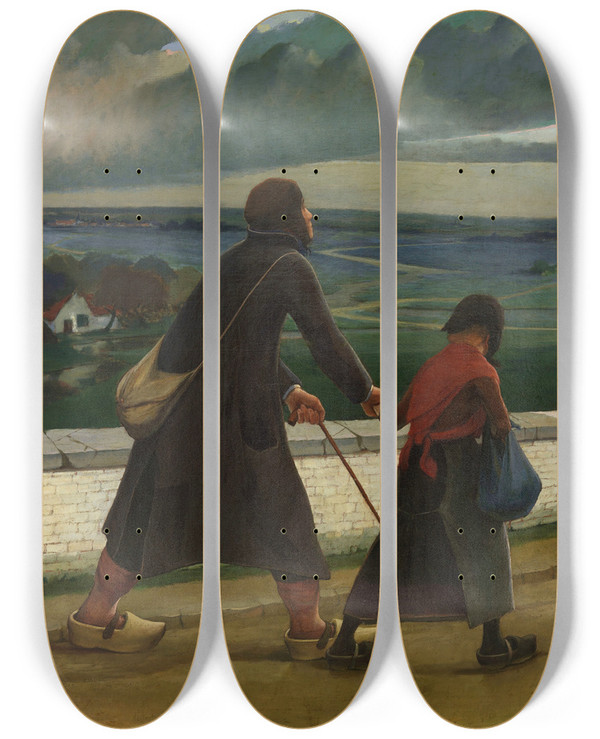 Triptych art skateboard deck of Eugne Laermans Blind by Eugene Laermans (1864-1940)