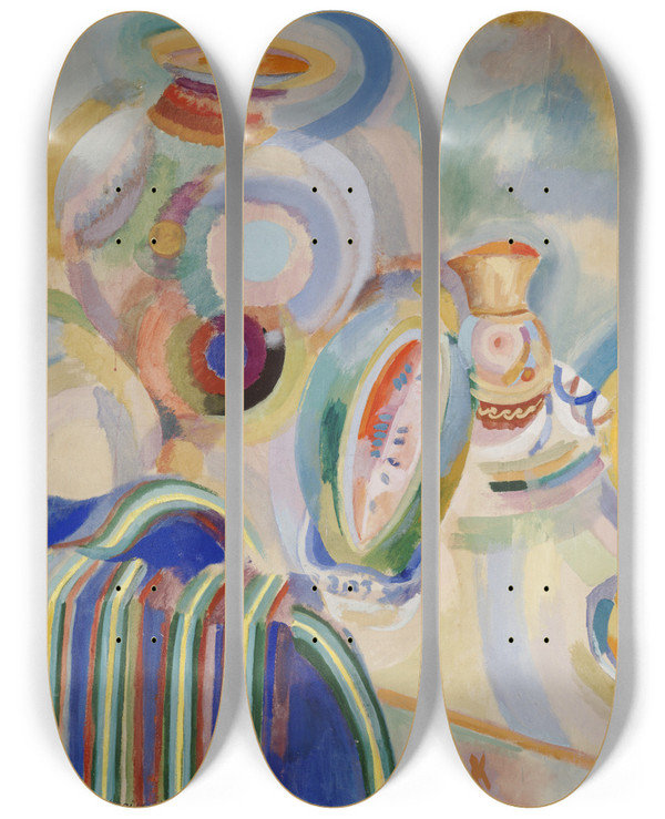 Triptych art skateboard deck of Robert Delaunay Portuguese Still Life_1 by Robert Delaunay (1885-1941)