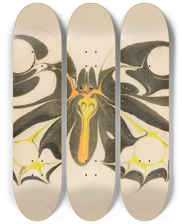 Triptych art skateboard deck of Koloman Moser Butterfly by Koloman Moser (1868-1918)