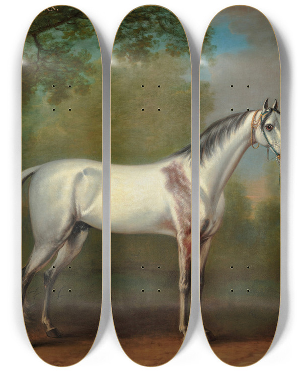 Triptych art skateboard deck of John Wootton The Bloody Shoulderd Arabian by John Wootton (1686-1765)
