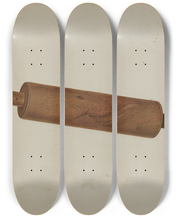 Triptych art skateboard deck of Albert Rudin Rolling Pin by Albert Rudin