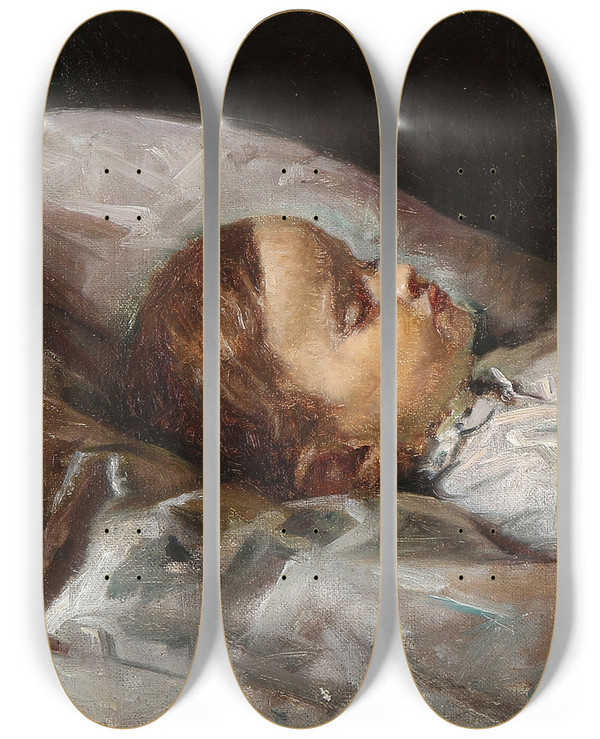 Triptych art skateboard deck of Viggo Johansen Det Dde Barn by Johansen Viggo (1851-1935)