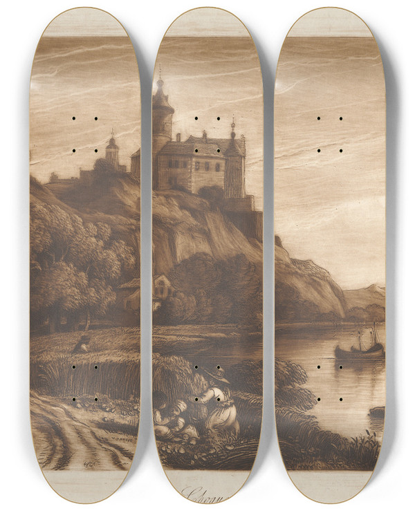 Triptych art skateboard deck of George Arnald Choquer_2 by George Arnald (1763-1841)