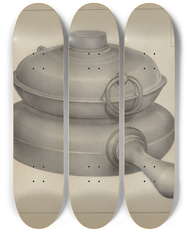 Triptych art skateboard deck of Arsen Maralian Pewter Pan by Arsen Maralian
