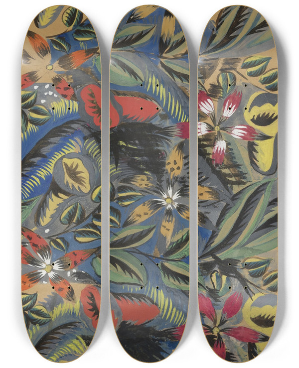 Triptych art skateboard deck of Raoul Dufy Composition Florale Aux Amarilis by Raoul Dufy (1877-1953)