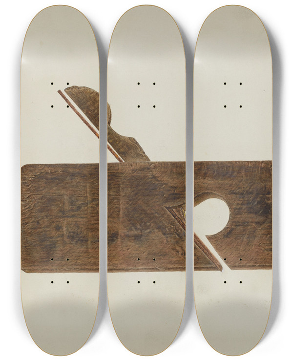 Triptych art skateboard deck of Max Unger Plane by Max Unger