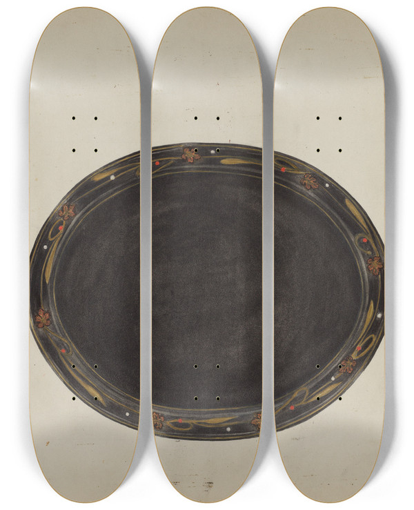 Triptych art skateboard deck of Mary Fitzgerald Tray by Mary Fitzgerald