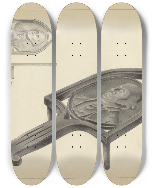Triptych art skateboard deck of Holger Hansen Flatiron Holder by Holger Hansen