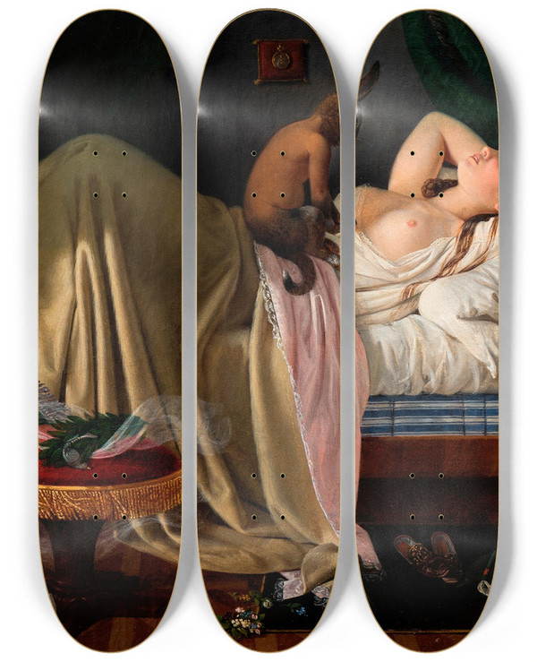 Triptych art skateboard deck of Ditlev Blunck Nightmare by Ditlev Blunck (1798-1853)