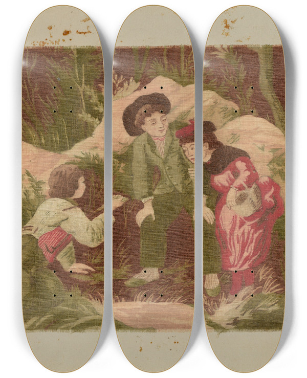 Triptych art skateboard deck of Pearl Gibbo Tapestry_3 by Pearl Gibbo