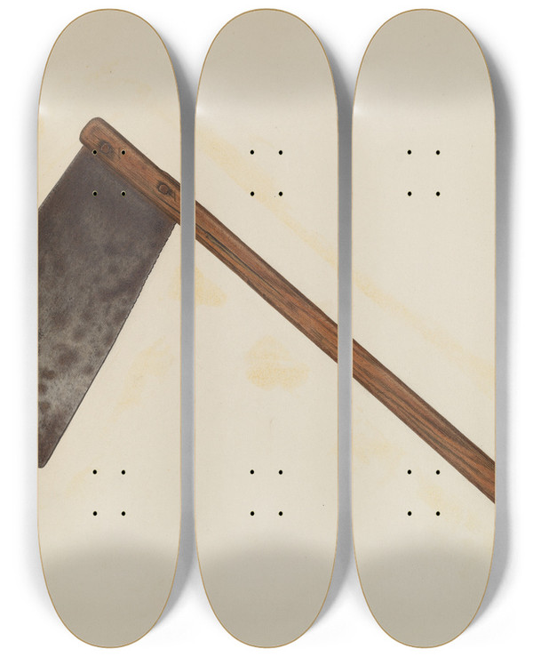 Triptych art skateboard deck of Nicholas Amantea Chopping Knife_6 by Nicholas Amantea (1900-1978)