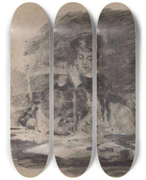 Triptych art skateboard deck of James Ensor The Master Painter by James Ensor (1860-1949)