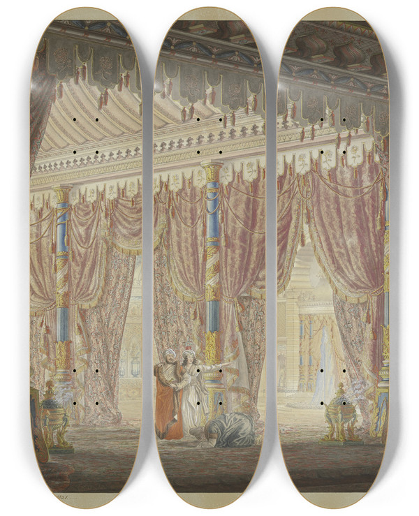 Triptych art skateboard deck of Ludwig Daniel Philipp Schmidt Oriental Hall by Ludwig Daniel Philipp Schmidt
