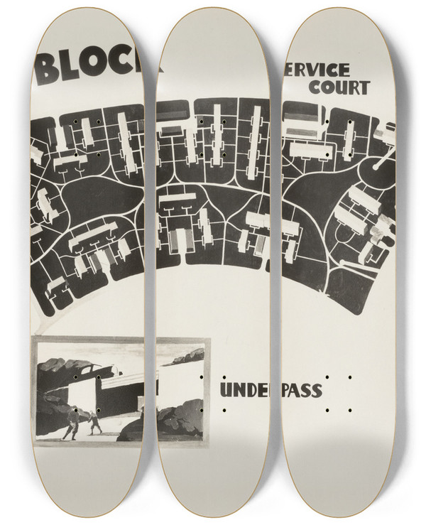 Triptych art skateboard deck of Arthur Rothstein Poster By Record Section Suburban Resettlement Administration by Arthur Rothstein