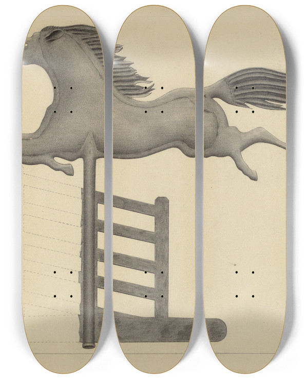 Triptych art skateboard deck of Rollington Campbell Weather Vane_4 by Rollington Campbell