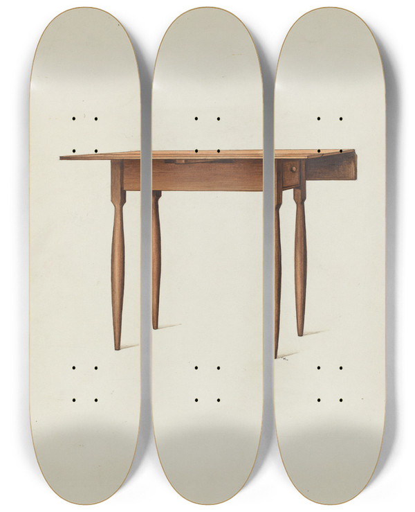 Triptych art skateboard deck of Ray Holden Shaker Table by Ray Holden