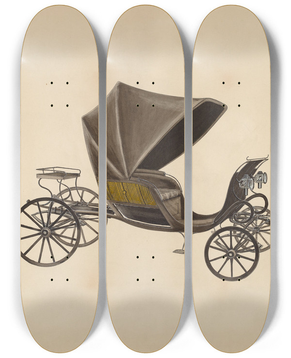 Triptych art skateboard deck of Fred Weiss Phaeton by Fred Weiss