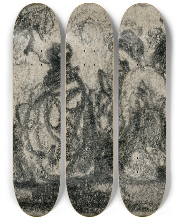 Triptych art skateboard deck of Matthijs Maris Literaire Voorstelling_6 by Matthijs Maris (1839-1917)