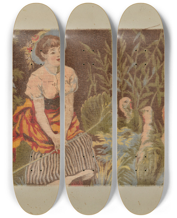 Triptych art skateboard deck of Pearl Gibbo Tapestry_4 by Pearl Gibbo