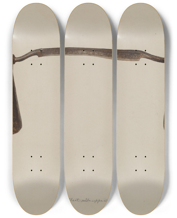 Triptych art skateboard deck of Albert Geuppert Adjustable Drawshave by Albert Geuppert