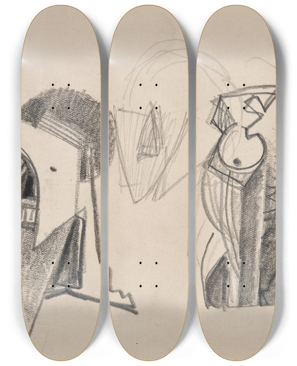 Triptych art skateboard deck of Julio Gonzlez Ttes_2 by Julio Gonzalez (1876-1942)