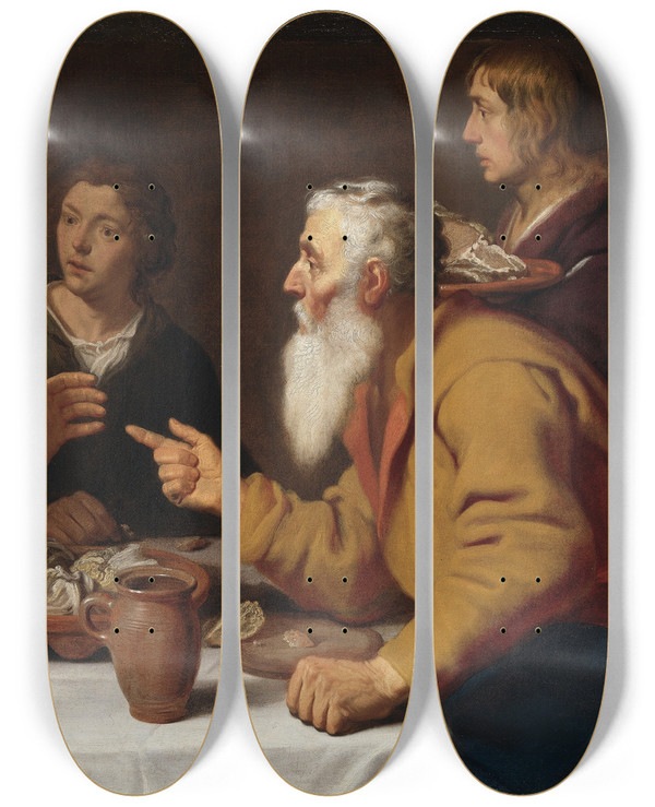 Triptych art skateboard deck of Lambert Jacobsz The Disobedient Prophet by Lambert Jacobsz (1598-1636)