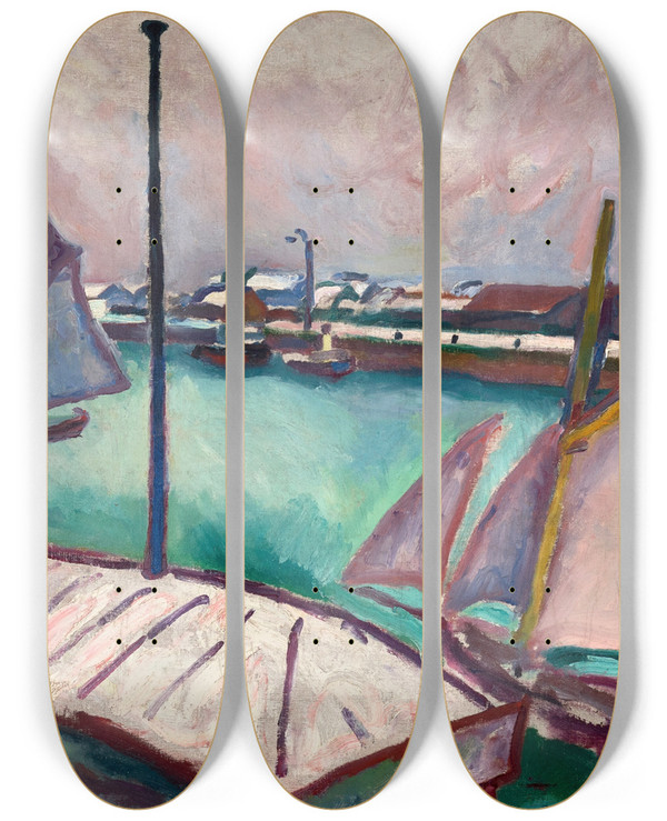 Triptych art skateboard deck of Raoul Dufy Les Barques_2 by Raoul Dufy (1877-1953)