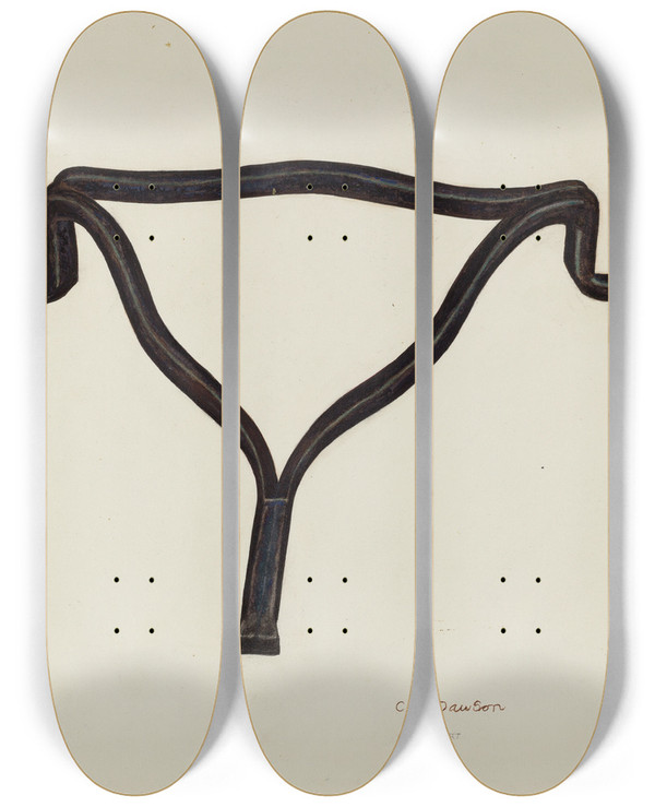 Triptych art skateboard deck of Clarence W Dawson Trivet_2 by Clarence W Dawson