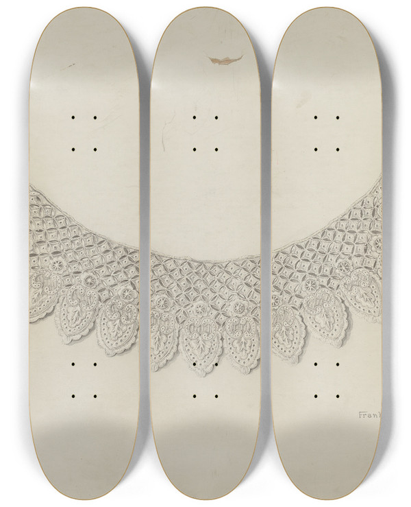 Triptych art skateboard deck of Frank Nelson Lace Collar by Frank Nelson
