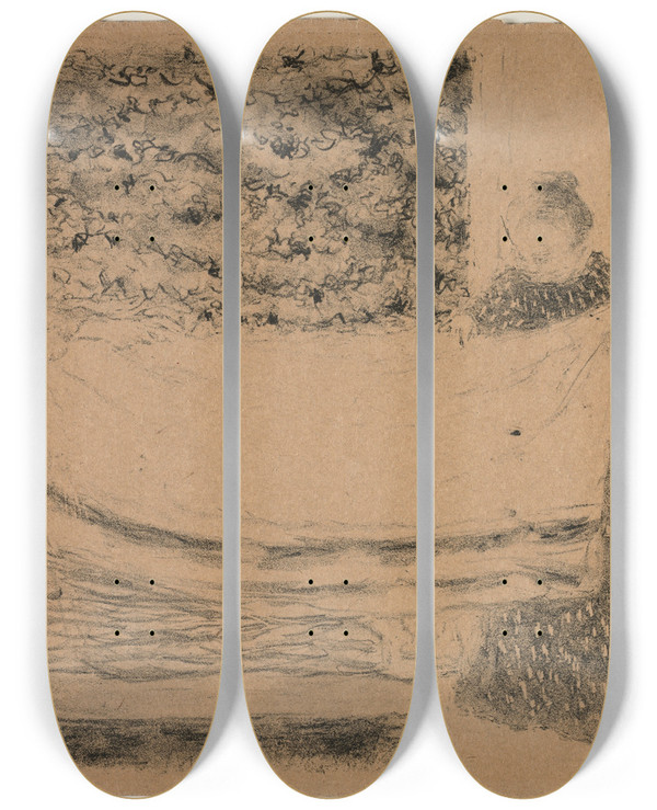 Triptych art skateboard deck of Douard Vuillard Folding The Linen by douard Vuillard (1868-1940)