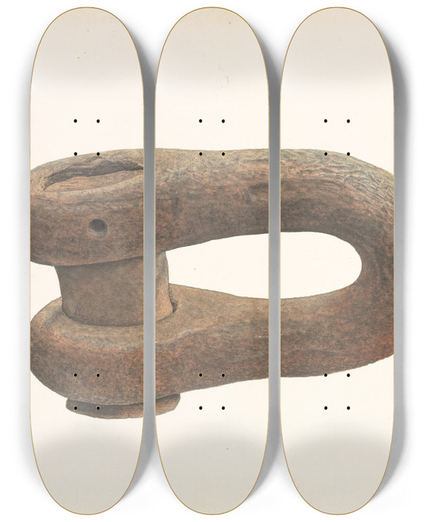 Triptych art skateboard deck of Samuel Faigin Anchor Link by Samuel Faigin