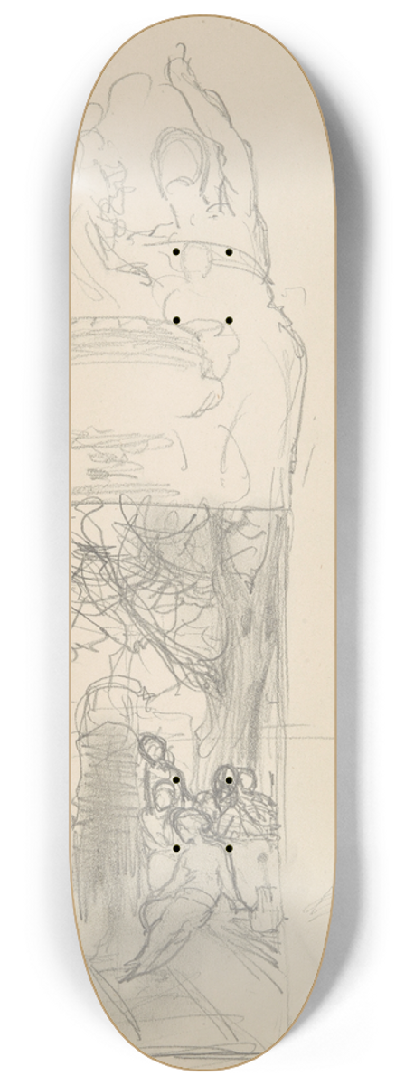 Henryk Siemiradzki - szkice postaci oraz kompozycji idyllicznej ( do obrazu Dziewczta zasuchane w dwiki fletu) 8.25 inch art skate deck