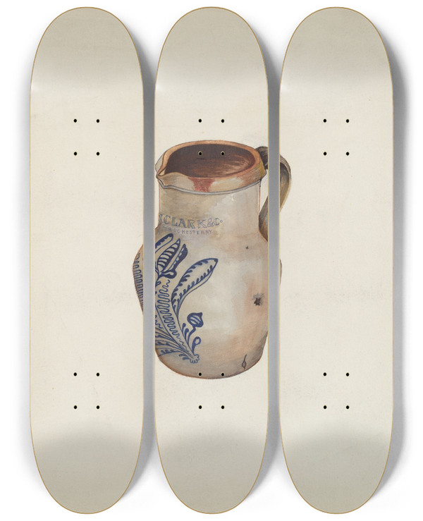 Triptych art skateboard deck of Jessie M Youngs Water Pitcher_1 by Jessie M Youngs