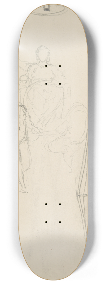 Henryk Siemiradzki - szkic postaci kobiecej stojcej przed postaci siedzc, rysunki przekroju drewnianego walca 8.25 inch art skate deck