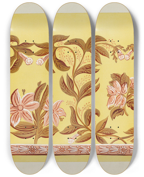 Triptych art skateboard deck of Gilbert Sackerman Bandbox_14 by Gilbert Sackerman (20-)