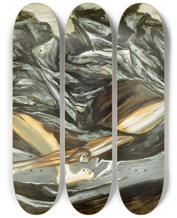 Triptych art skateboard deck of Jos Clemente Orozco Death And Resurrection by Jose Clemente Orozco (1883-1949)