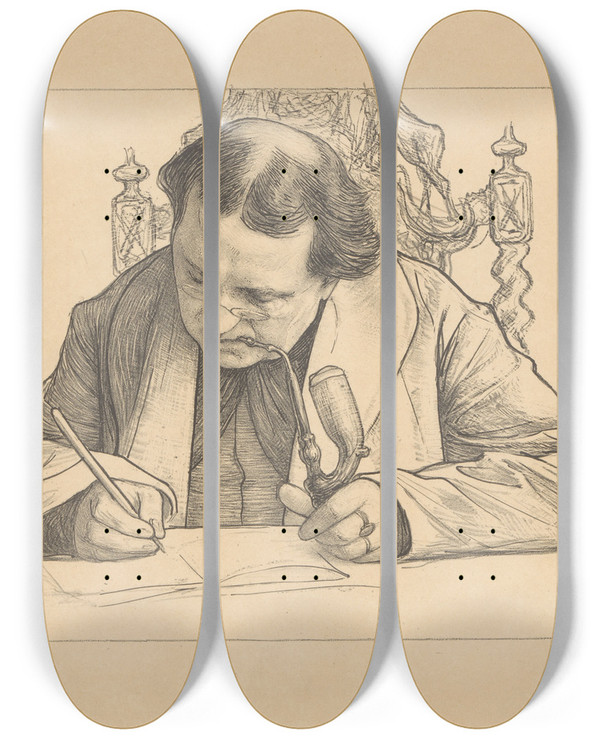 Triptych art skateboard deck of Jan Veth Portret Van Schrijvende Abraham Kuyper by Jan Veth (1864-1925)