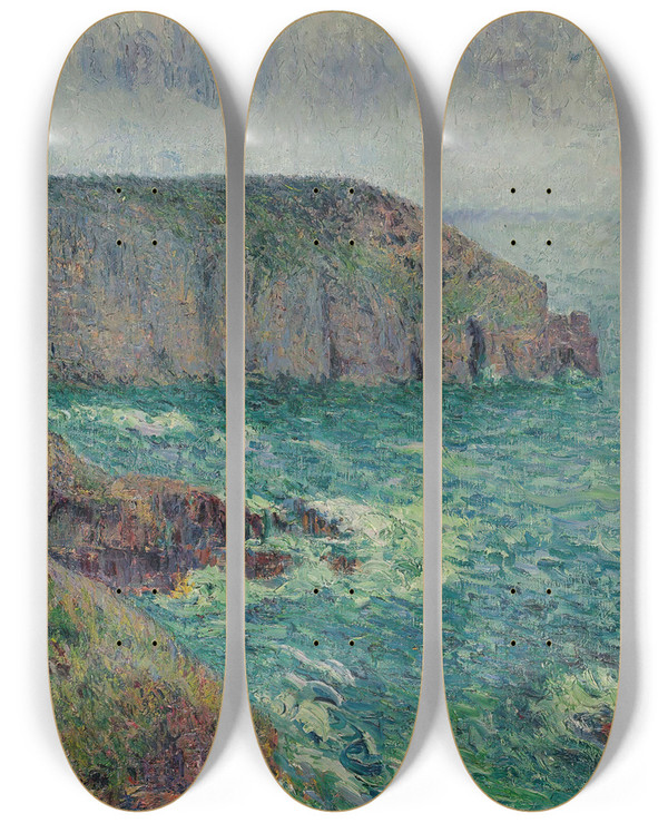 Triptych art skateboard deck of Gustave Loiseau La Pointe Du Jars Cap Frehel by Gustave Loiseau (1865-1935)