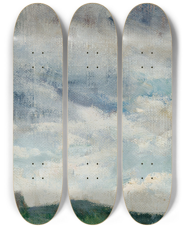 Triptych art skateboard deck of Josef Engelhart Landschaft Mit Blick Auf Perchtoldsdorf by Josef Engelhart (1864-1941)