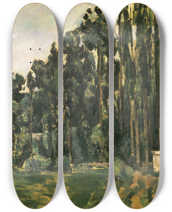Triptych art skateboard deck of Paul Czanne Poplars by Paul Cezanne (1839-1906)
