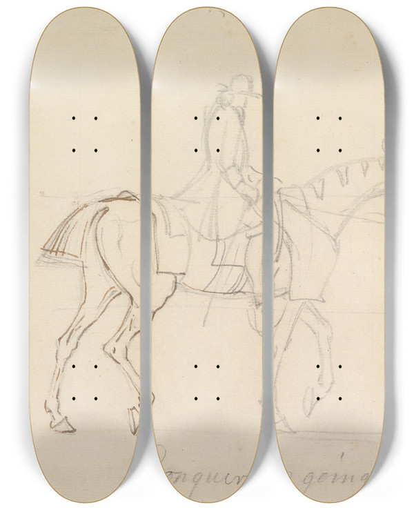 Triptych art skateboard deck of James Seymour Conqueror Going To Start by James Seymour (1697-1752)
