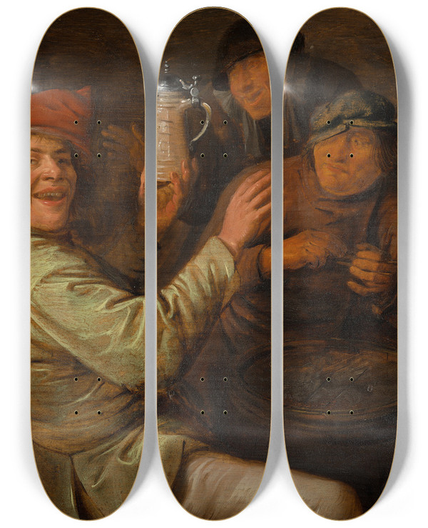 Triptych art skateboard deck of Jan Miense Molenaer The Five Senseshearing by Jan Miense Molenaer (1610-1668)