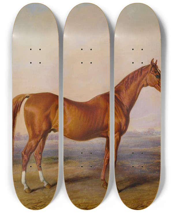 Triptych art skateboard deck of Edward Troye Glencoe In A Landscape by Edward Troye (1808-1874)