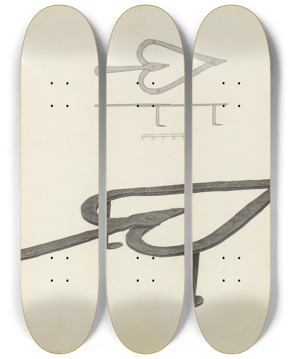 Triptych art skateboard deck of Stanley Chin Trivet by Stanley Chin