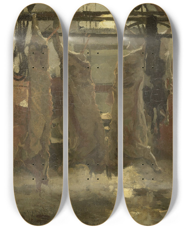Triptych art skateboard deck of Willem Bastiaan Tholen Het Slachthuis by Willem Bastiaan Tholen (1860-1931)