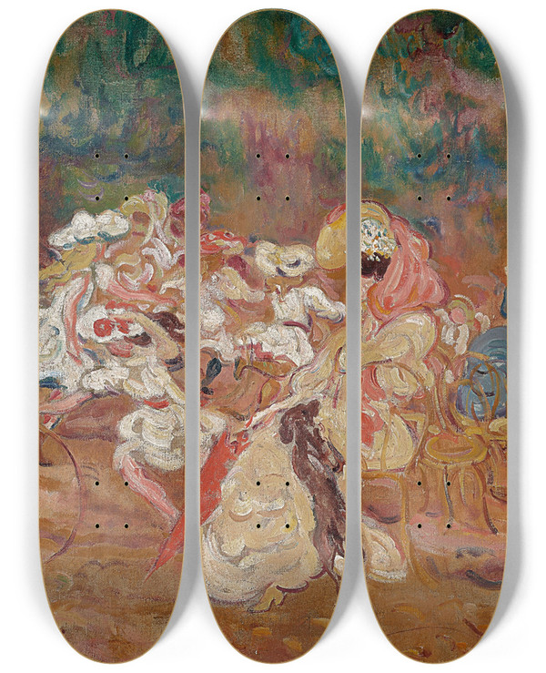 Triptych art skateboard deck of Louis Valtat Jeux Denfants by Louis Valtat (1869-1952)