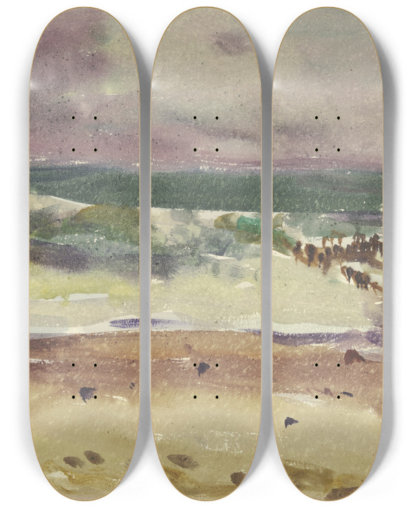 Triptych art skateboard deck of Arno Knig Surf Motif From Sylt by Arno Konig (1894)