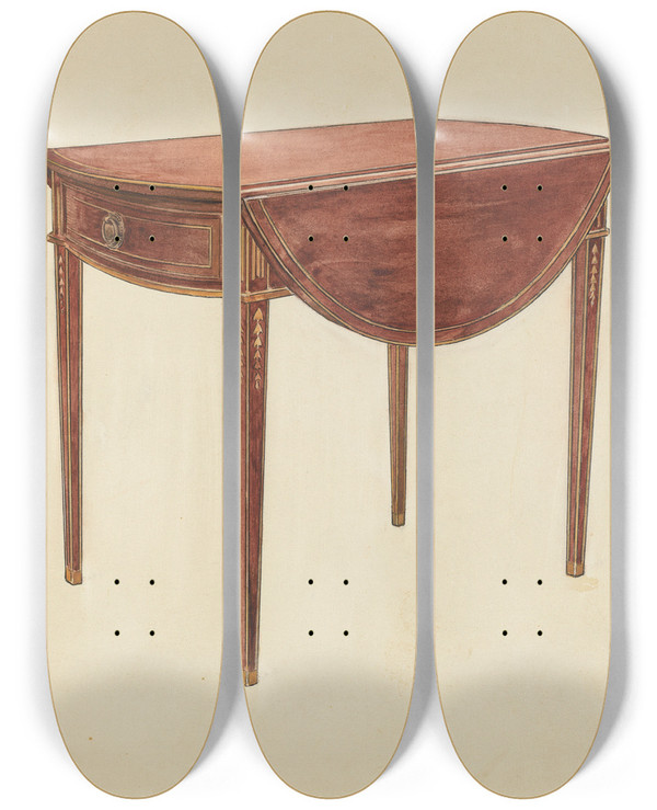 Triptych art skateboard deck of Florence Choate Pembroke Table_2 by Florence Choate